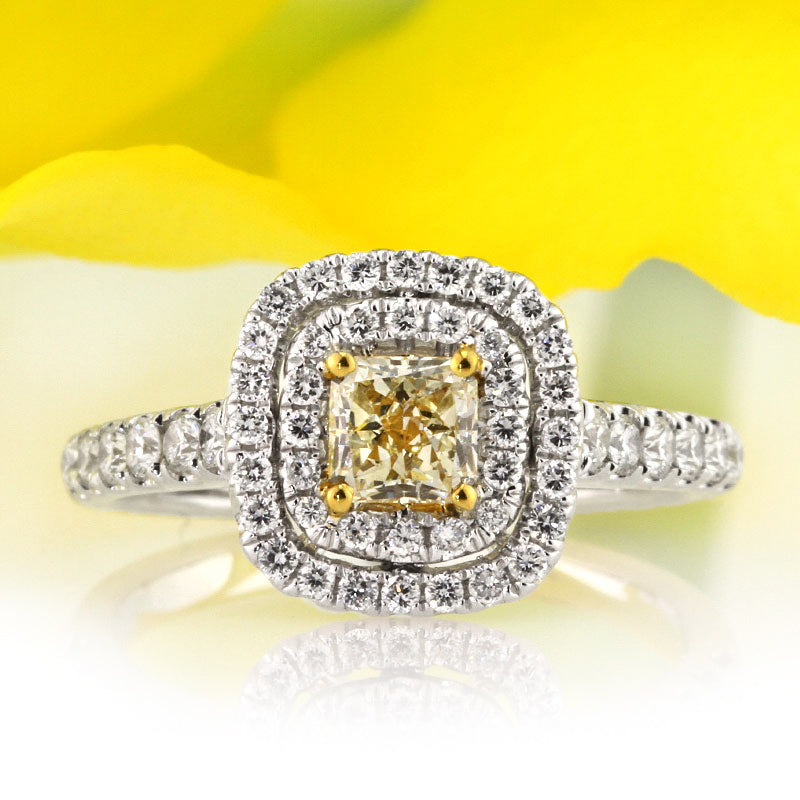 1.16ct Fancy Light Yellow Radiant Cut Diamond Engagement Ring