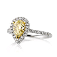 1.12ct Fancy Yellow Pear Shaped Diamond Engagement Ring