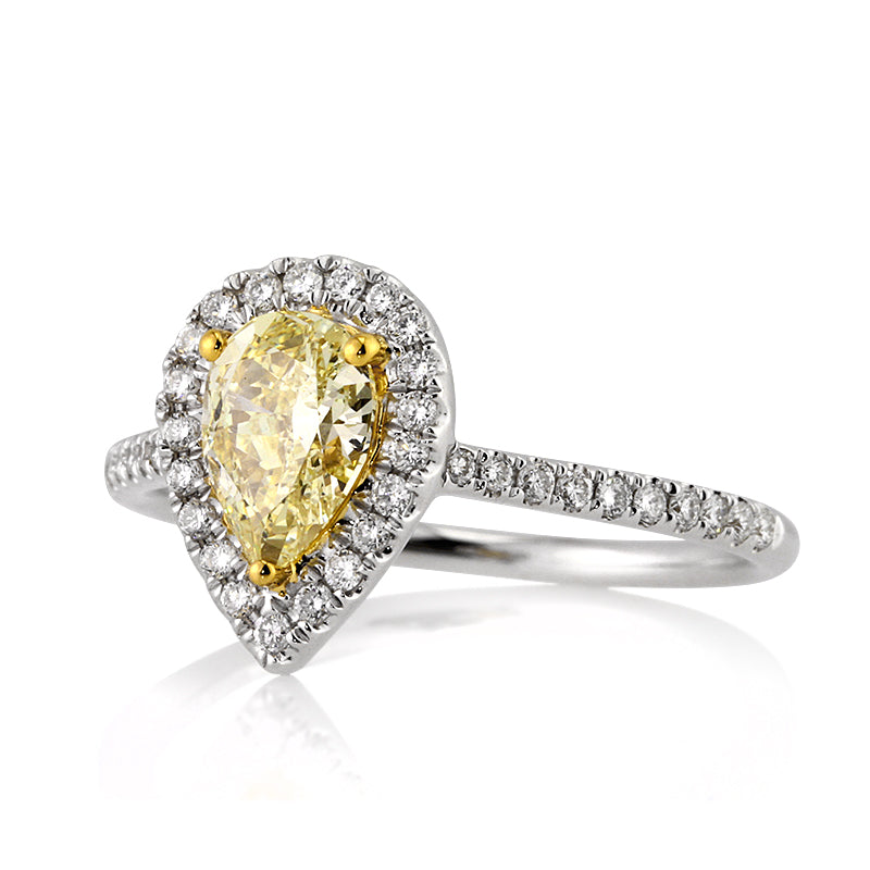 1.12ct Fancy Yellow Pear Shaped Diamond Engagement Ring