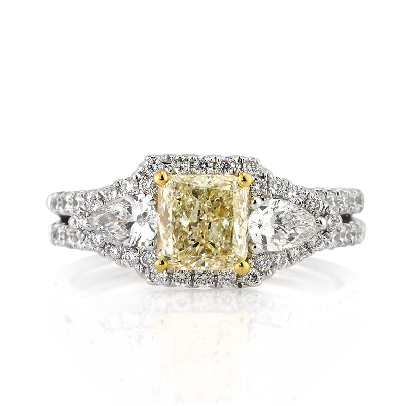 2.12ct Fancy Yellow Cushion Cut Diamond Engagement Ring