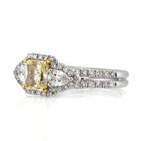 2.12ct Fancy Yellow Cushion Cut Diamond Engagement Ring