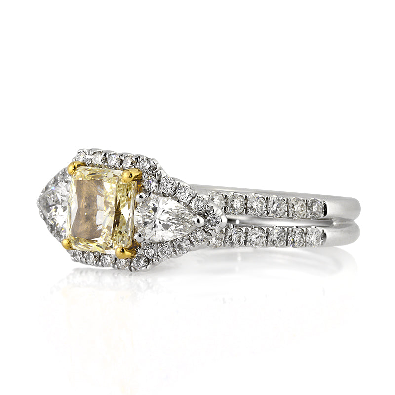 2.12ct Fancy Yellow Cushion Cut Diamond Engagement Ring