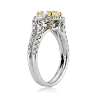 2.12ct Fancy Yellow Cushion Cut Diamond Engagement Ring