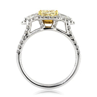 2.12ct Fancy Yellow Cushion Cut Diamond Engagement Ring