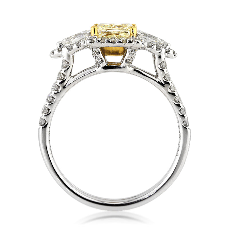 2.12ct Fancy Yellow Cushion Cut Diamond Engagement Ring