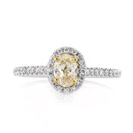 0.76ct Fancy Yellow Oval Cut Diamond Engagement Ring