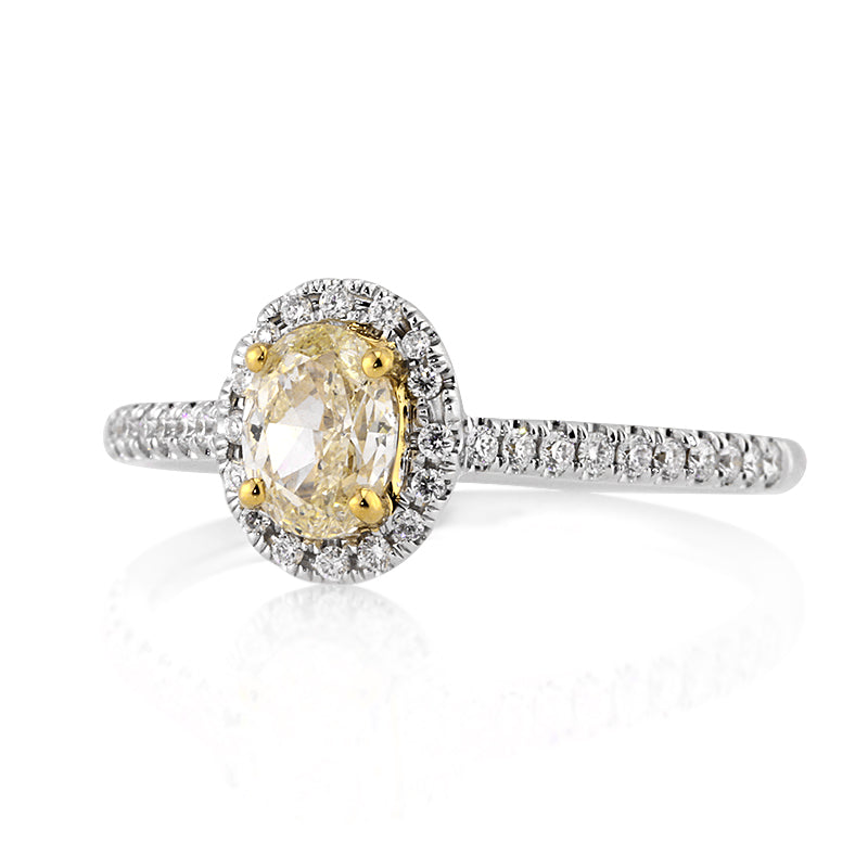 0.76ct Fancy Yellow Oval Cut Diamond Engagement Ring