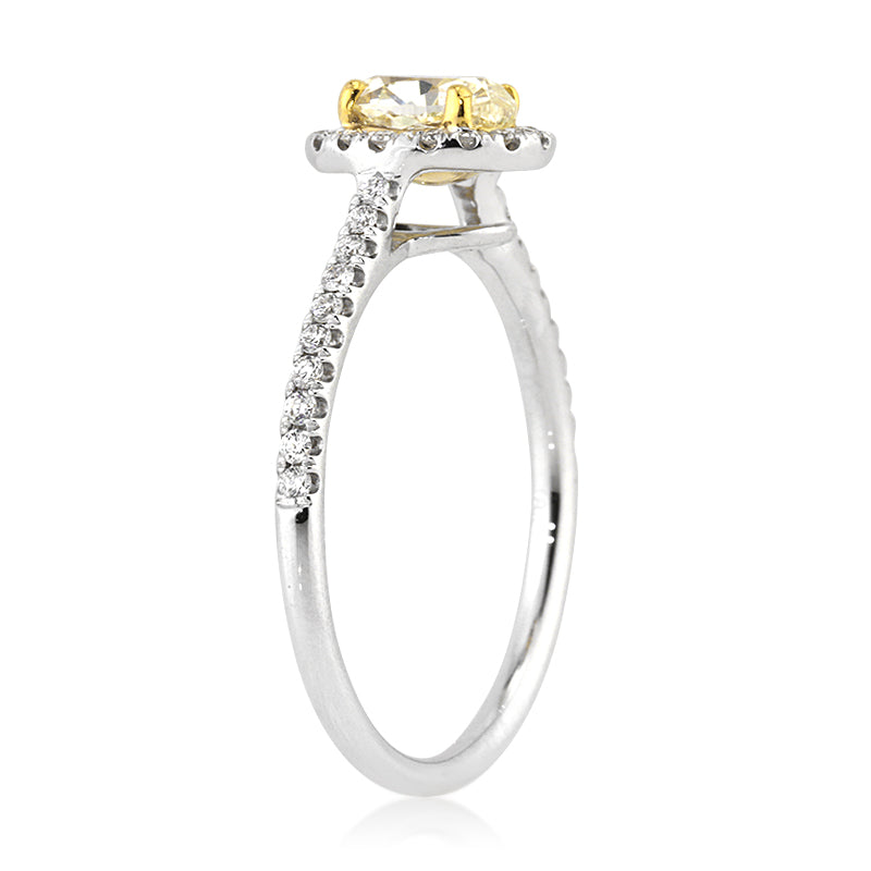 0.76ct Fancy Yellow Oval Cut Diamond Engagement Ring