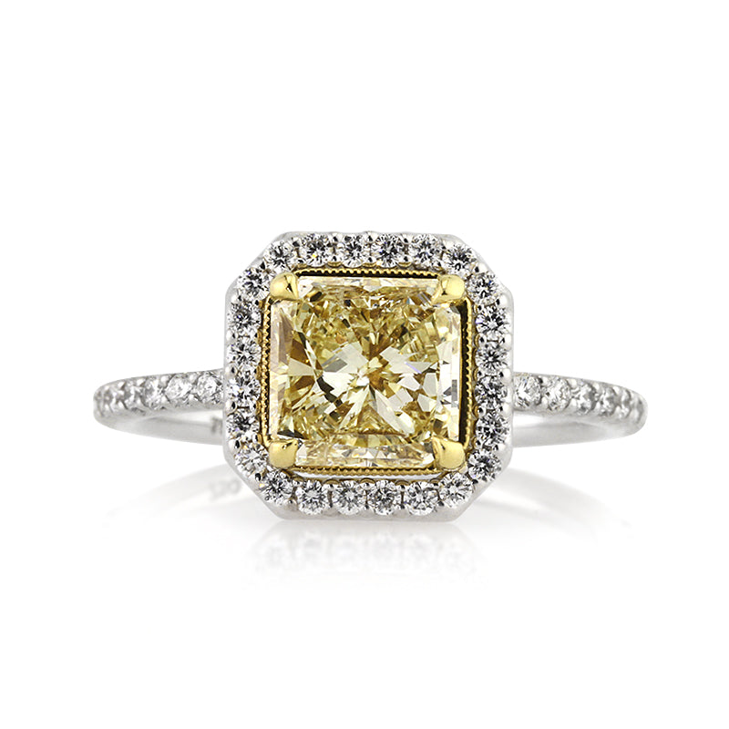 2.11ct Fancy Yellow Radiant Cut Diamond Engagement Ring