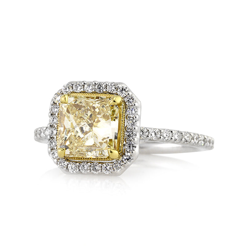 2.11ct Fancy Yellow Radiant Cut Diamond Engagement Ring