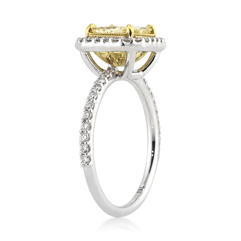 2.11ct Fancy Yellow Radiant Cut Diamond Engagement Ring