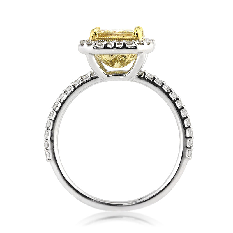 2.11ct Fancy Yellow Radiant Cut Diamond Engagement Ring