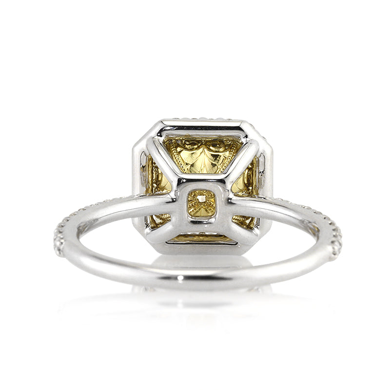 2.11ct Fancy Yellow Radiant Cut Diamond Engagement Ring