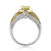 2.11ct Fancy Yellow Round Cut Diamond Engagement Ring