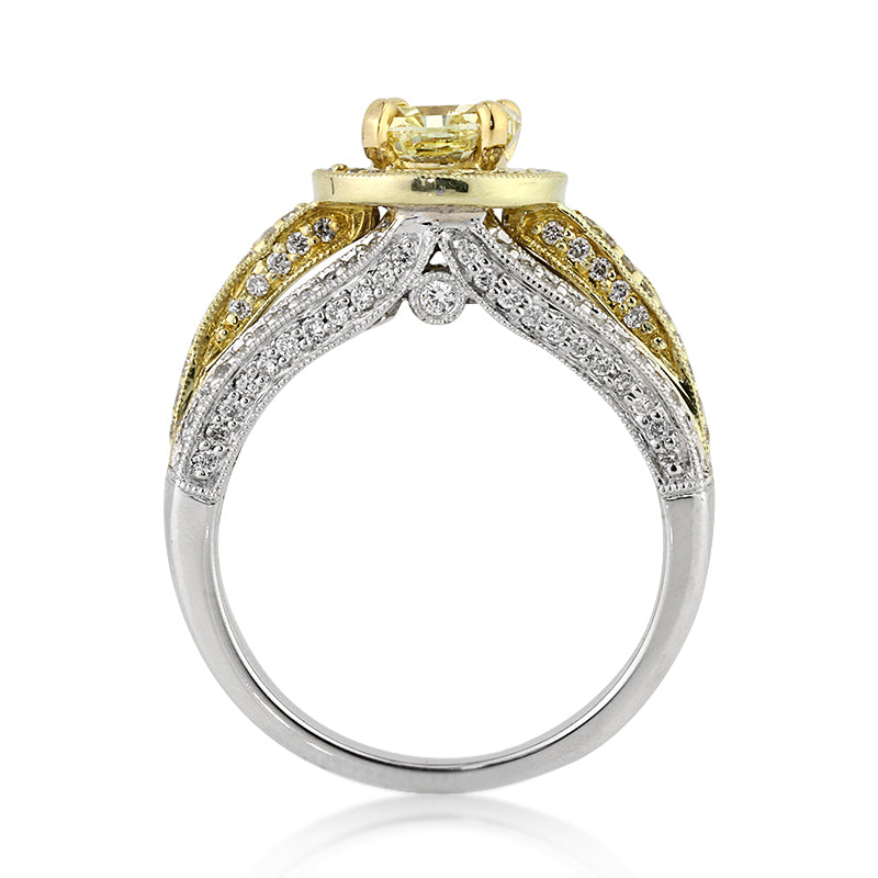 2.11ct Fancy Yellow Round Cut Diamond Engagement Ring