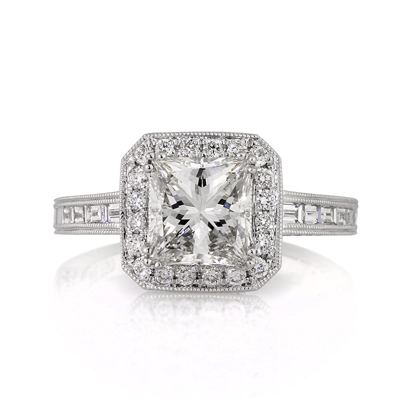 3.13ct Princess Cut Diamond Engagement Ring