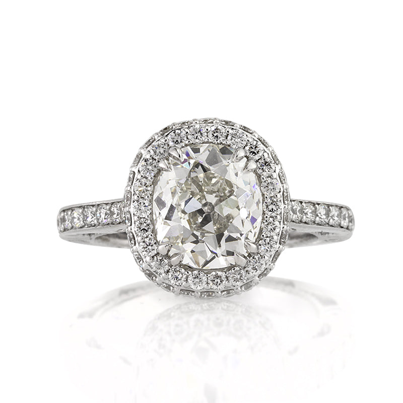 3.94ct Antique Cushion Brilliant Diamond Engagement Ring