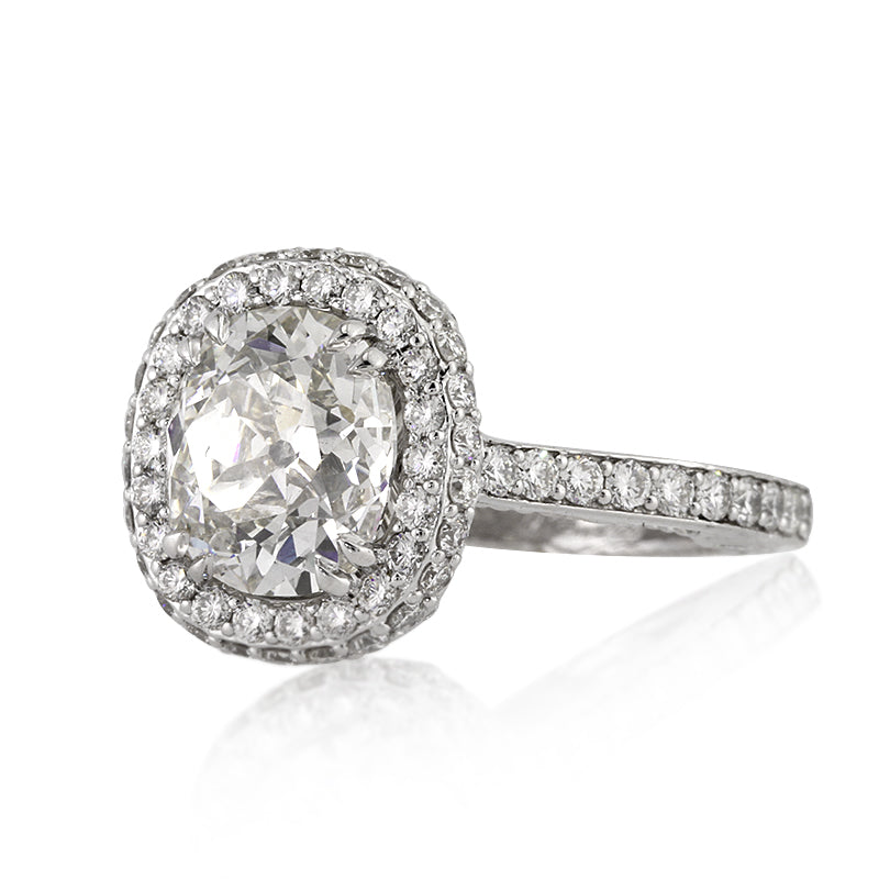 3.94ct Antique Cushion Brilliant Diamond Engagement Ring