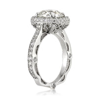 3.94ct Antique Cushion Brilliant Diamond Engagement Ring