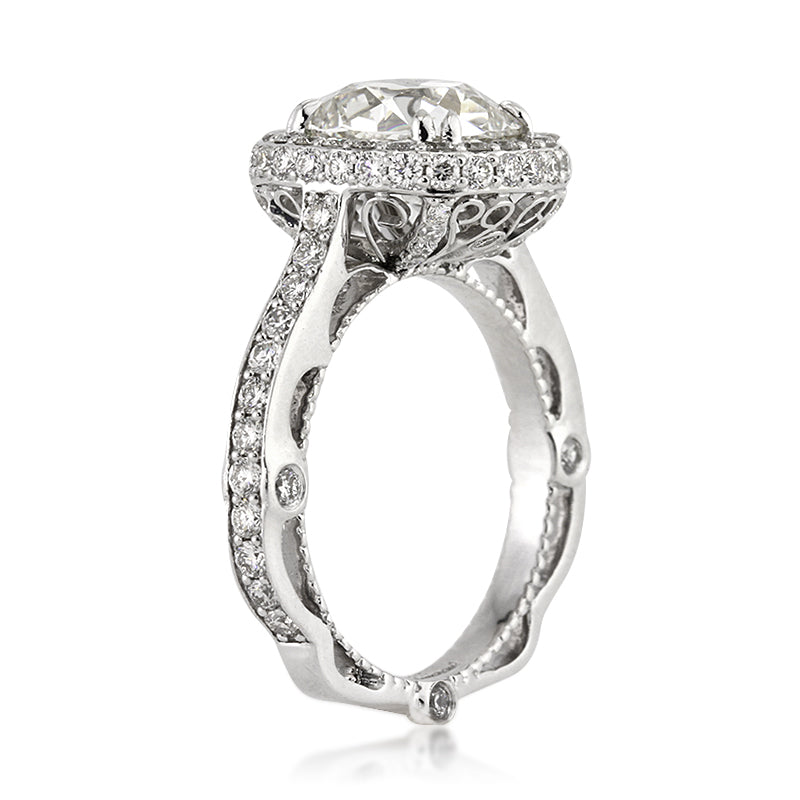 3.94ct Antique Cushion Brilliant Diamond Engagement Ring