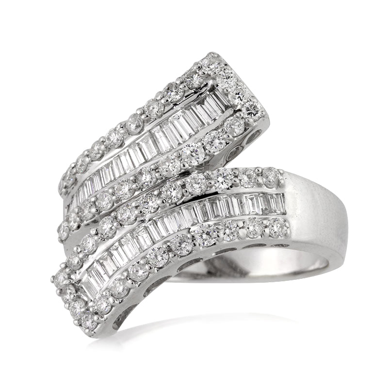 1.70ct Baguette and Round Brilliant Cut Diamond Right-Hand Ring