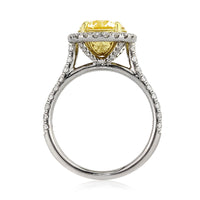2.55ct Fancy Light Yellow Round Brilliant Cut Diamond Engagement Ring