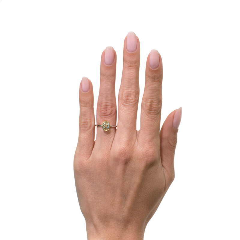 1.06ct Fancy Light Yellow Oval Cut Diamond Engagement Ring
