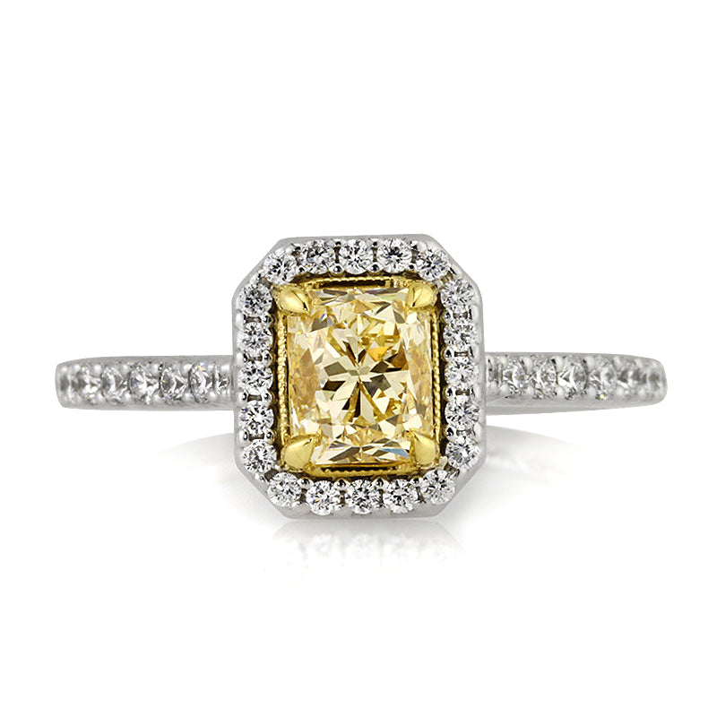 1.57ct Fancy Light Yellow Radiant Cut Diamond Engagement Ring