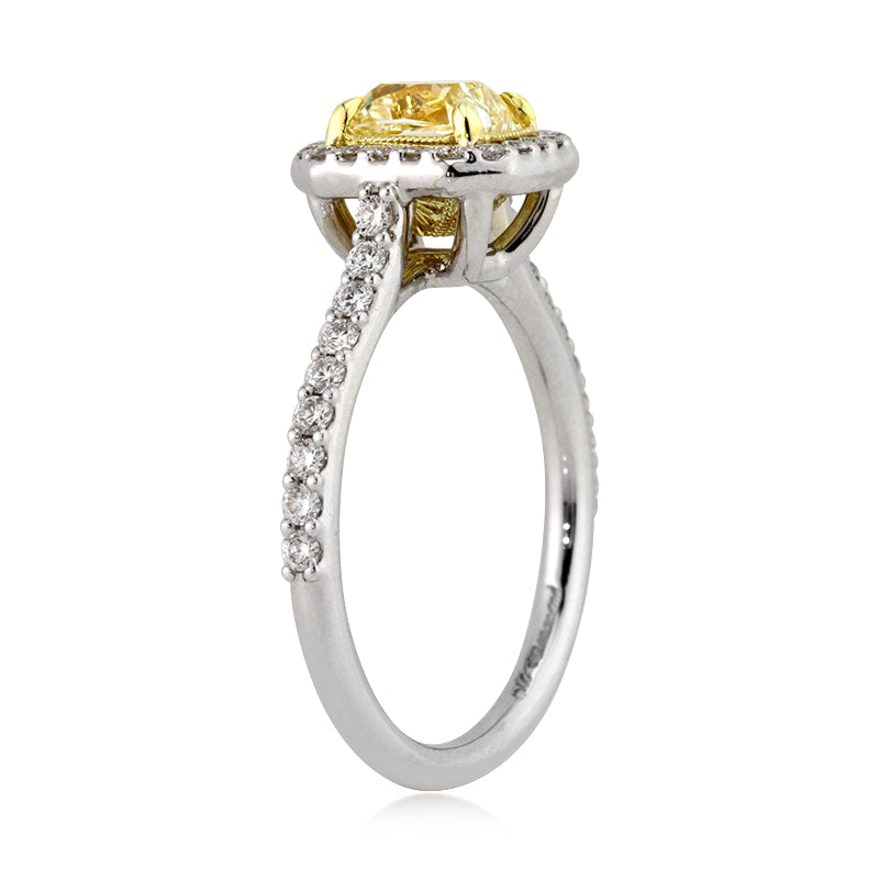 1.57ct Fancy Light Yellow Radiant Cut Diamond Engagement Ring