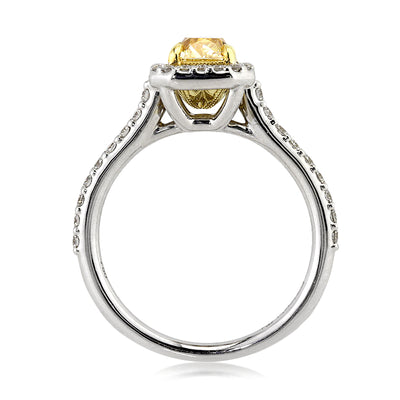 1.57ct Fancy Light Yellow Radiant Cut Diamond Engagement Ring