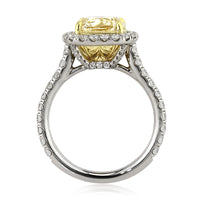 4.51ct Fancy Light Yellow Cushion Cut Diamond Engagement Ring