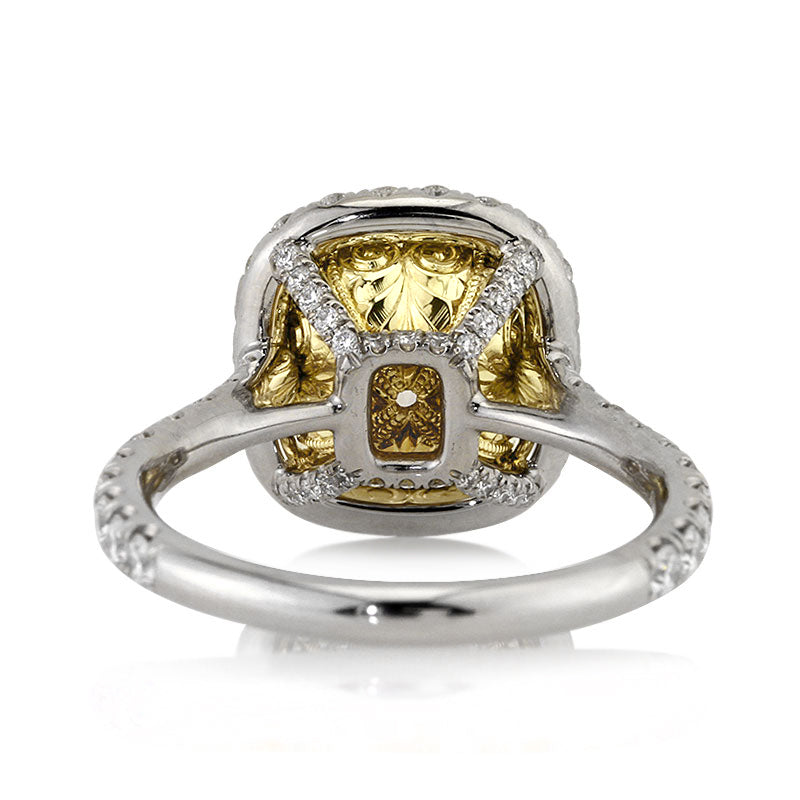 4.51ct Fancy Light Yellow Cushion Cut Diamond Engagement Ring