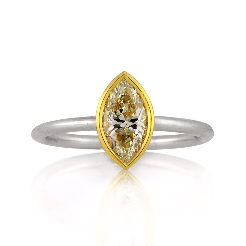 1.01ct Fancy Light Yellow Marquise Cut Diamond Engagement Ring