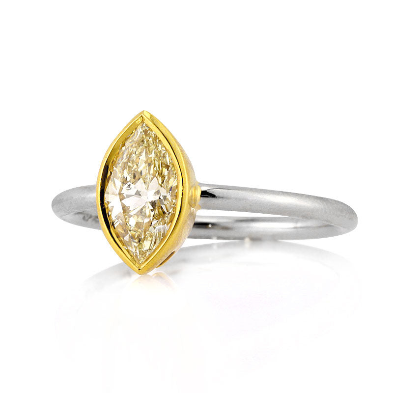 1.01ct Fancy Light Yellow Marquise Cut Diamond Engagement Ring