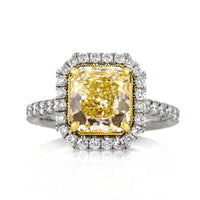 4.48ct Fancy Yellow Radiant Cut Diamond Engagement Ring