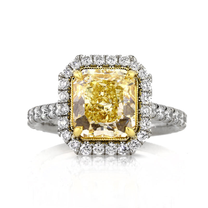 4.48ct Fancy Yellow Radiant Cut Diamond Engagement Ring