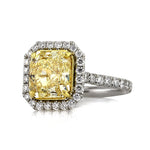 4.48ct Fancy Yellow Radiant Cut Diamond Engagement Ring