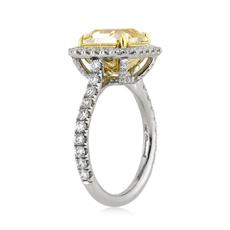 4.48ct Fancy Yellow Radiant Cut Diamond Engagement Ring