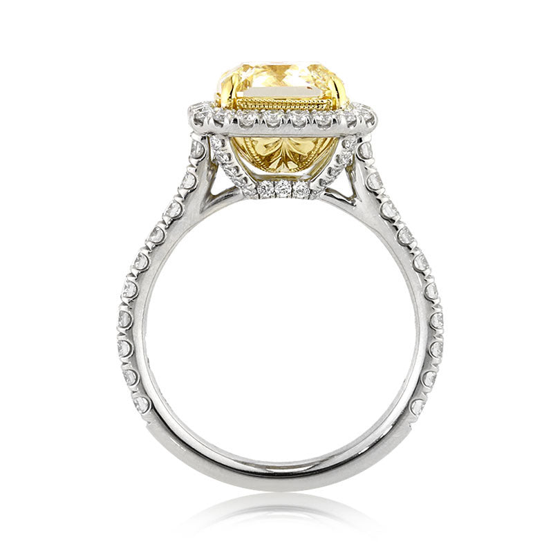 4.48ct Fancy Yellow Radiant Cut Diamond Engagement Ring