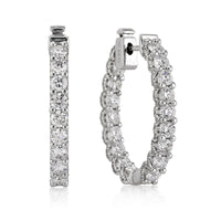 3.50ct Round Brilliant Cut Diamond Hoop Earrings
