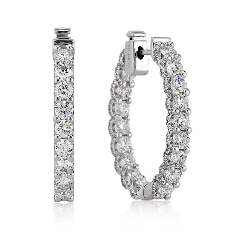 3.50ct Round Brilliant Cut Diamond Hoop Earrings