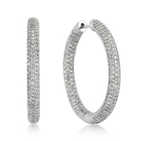 4.00ct Round Brilliant Cut Diamond Pavé Hoop Earrings