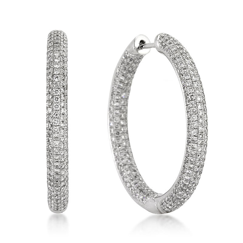 4.00ct Round Brilliant Cut Diamond Pavé Hoop Earrings