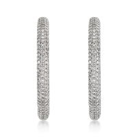 4.00ct Round Brilliant Cut Diamond Pavé Hoop Earrings