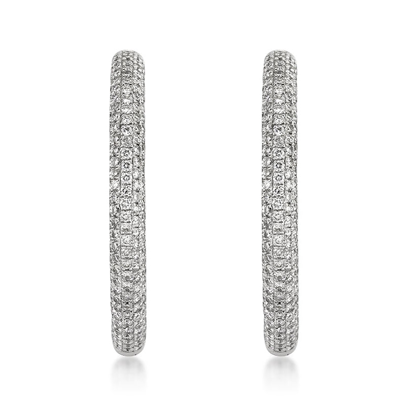 4.00ct Round Brilliant Cut Diamond Pavé Hoop Earrings