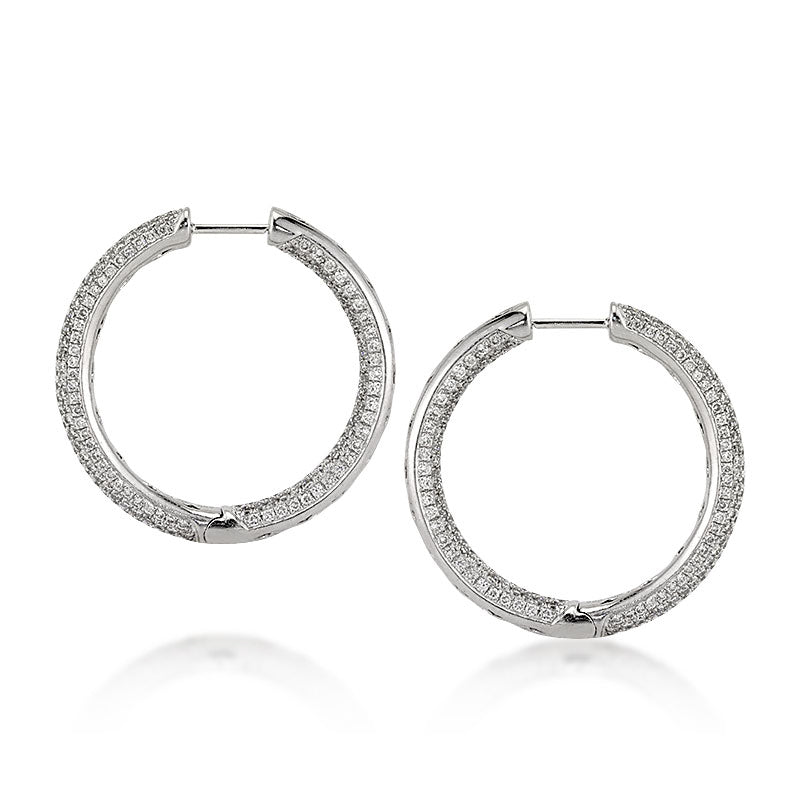 4.00ct Round Brilliant Cut Diamond Pavé Hoop Earrings