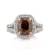 5.31ct Fancy Dark Orange Brown Cushion Cut Diamond Engagement Ring