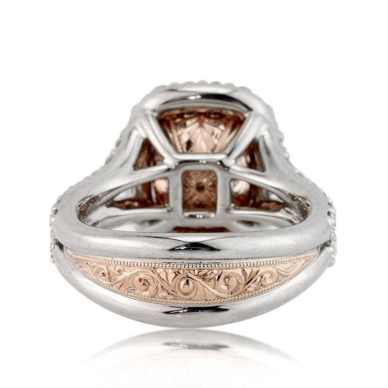 5.31ct Fancy Dark Orange Brown Cushion Cut Diamond Engagement Ring