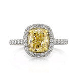 2.63ct Fancy Yellow Cushion Cut Diamond Engagement Ring