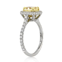 2.63ct Fancy Yellow Cushion Cut Diamond Engagement Ring